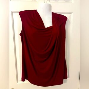 Worthington Stretch XL cap sleeved asymmetrical boat neck maroon shell